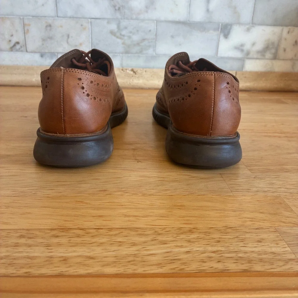Cole Haan Zerogrand Wingtip Oxford Mens 10M Brown Leather C31535 Brogue Shoes